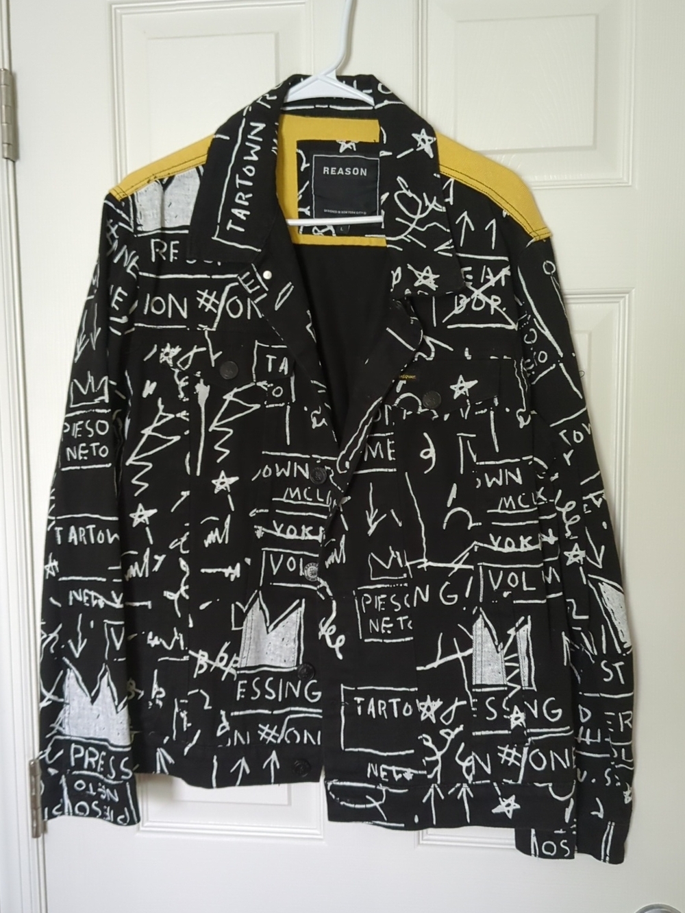 REASON Jean Michel Basquiat Graffiti Print Jacket